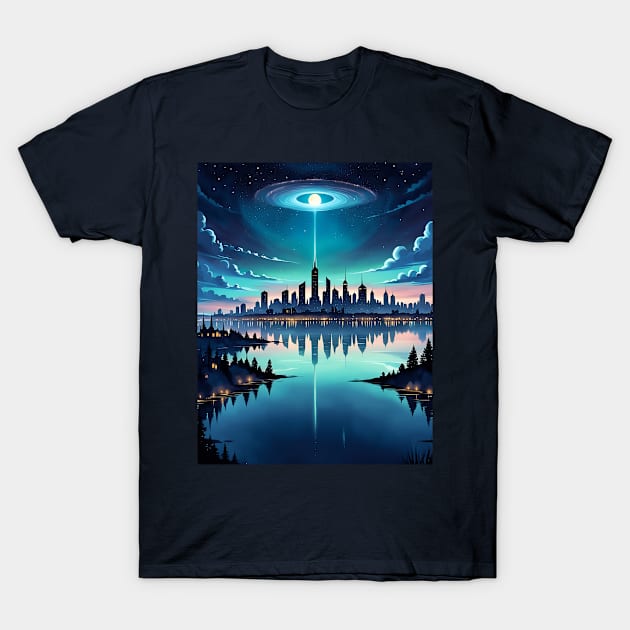 Out of this World - Magical Nighttime Skyline T-Shirt by Christine aka stine1